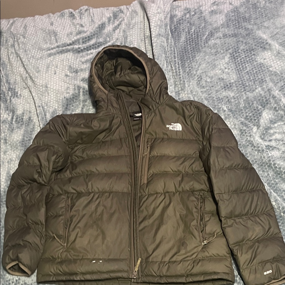 The North Face Dark Green Hooded Puffer Jacket
